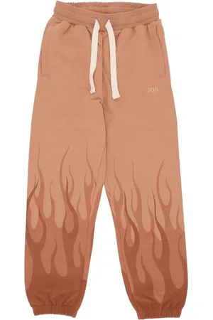 Vision Of Super Sweatpants, male, , Size: L Flames Print Lightweight Pants Terracotta