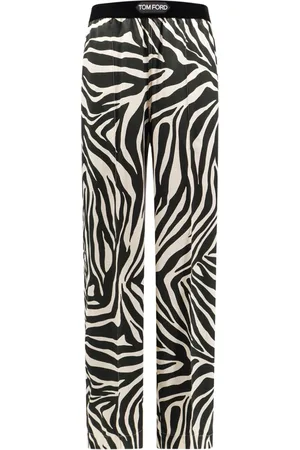 Tom Ford Straight Trousers, female, , Size: S Animalier Print Silk Trousers