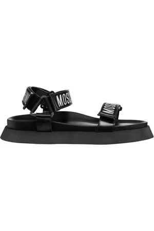 Moschino Flat Sandals, male, , Size: 12 US Velcro Strap Sandals Solid Color