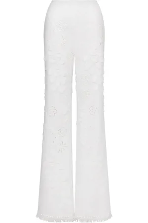 Alberta Ferretti Wide Trousers, female, , Size: S Bianco Trousers Women
