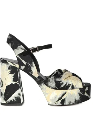 vic matiè High Heel Sandals, female, , Size: 10 US Floral Fabric Sandal with Ankle Strap