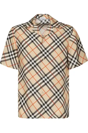 Burberry Short Sleeve Shirts, male, , Size: M Silk Shirt Nova Plaid