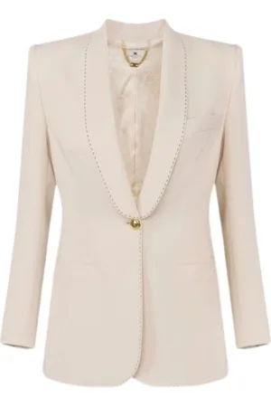 Elisabetta Franchi Blazers, female, , Size: L Lightweight Crepe Blazer with Shawl Lapel
