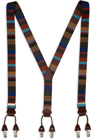 Gallo Braces, male, , Size: ONE SIZE Elastic green unisex suspenders with multicoloured stripes