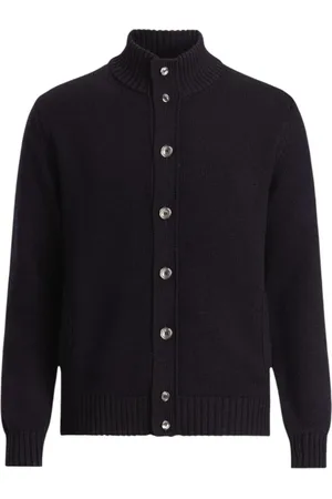 Oscar Jacobson Cardigans, male, , Size: XL Navy Merino Wool Cardigan Regular Fit