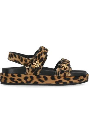 Tory Burch Flat Sandals, female, , Size: 7 US Animalier Pattern Leather Sandals