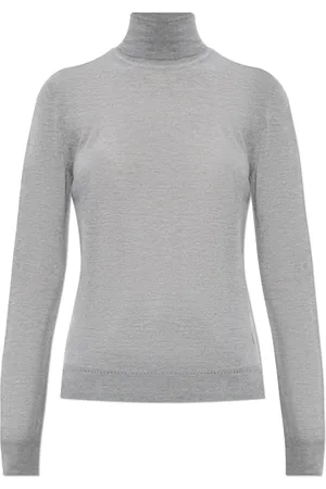 Saint Laurent Turtlenecks, female, , Size: S Wool Turtleneck with Embroidered Logo