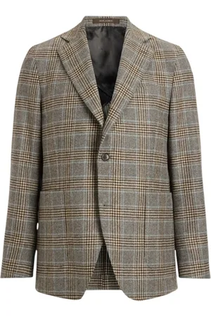 Oscar Jacobson Blazers, male, , Size: M Checkered Blazer Regular Fit Dark Grey
