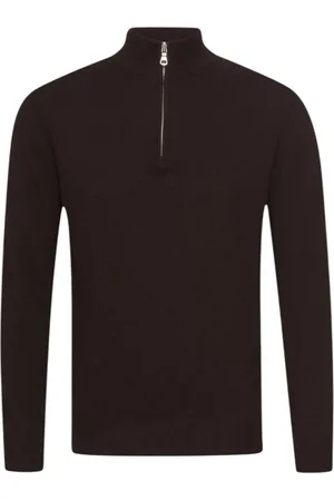 Oscar Jacobson Turtlenecks, male, , Size: S Wool-Cashmere Half Zip Sweater
