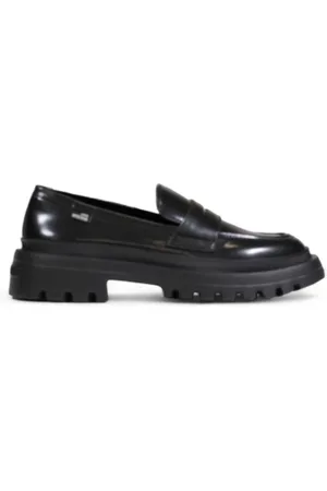 Moschino Loafers, female, , Size: 10 US Leather Moccasin with Rubber Sole