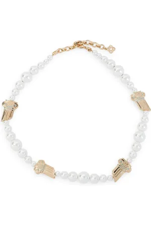Casablanca Necklaces, male, , Size: ONE SIZE Metallic Necklace with Stunning Pearls