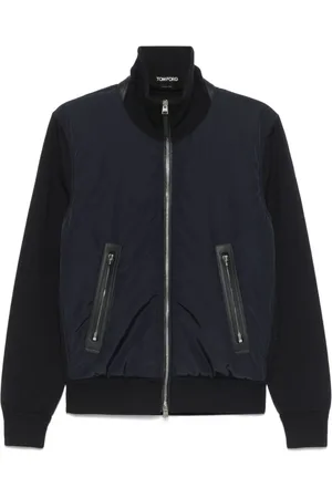 Tom Ford Bomber Jackets, male, , Size: XL Zip Sweater High Neck Long Sleeves