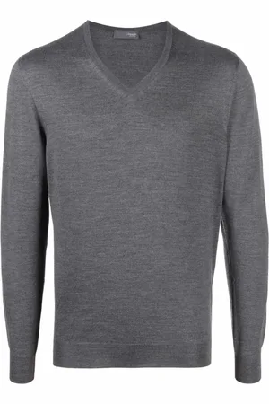 DRUMOHR V-neck Knitwear, male, , Size: XL Grey Sweaters for Men
