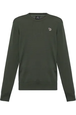 Paul Smith Round-neck Knitwear, male, , Size: S Cotton Sweater with Logo Patch