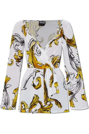 VERSACE Blouses, female, , Size: 2XS Top with Outline Barocco print