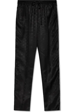 Dolce & Gabbana Straight Trousers, male, , Size: XL Silk trousers with monogram