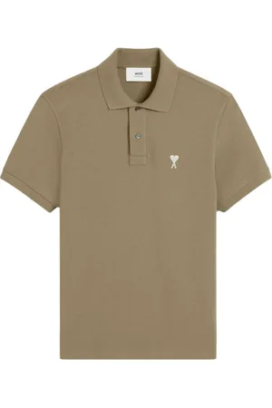 Ami Polo Shirts, male, , Size: XS Sage Green Button-Up Short Sleeve