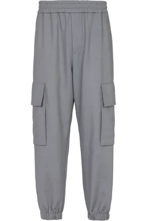 Balmain Straight Trousers, male, , Size: XL Double crepe wool cargo trousers
