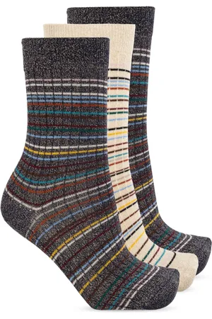 Paul Smith Socks, female, , Size: ONE SIZE Three-pack of cotton socks with lurex thread