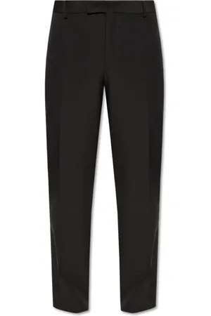 Salvatore Ferragamo Straight Trousers, male, , Size: S Wool Trousers with Crease