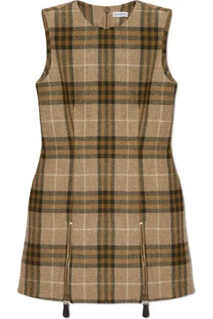 Burberry Short Dresses, female, , Size: M Wool Dress with Check Pattern
