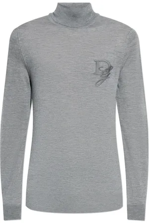 Dolce & Gabbana Cashmere Knitwear, male, , Size: L Cashmere turtleneck sweater with embroidered logo