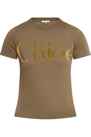 Chloé T-Shirts, female, , Size: XS T-shirt with Velvet Logo Finish