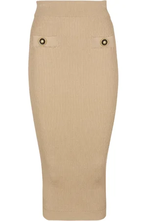 Balmain Pencil Skirts, female, , Size: 2XS Midi skirt in a plain ribbed knit
