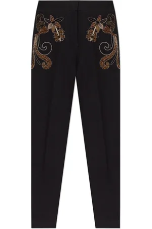 FORTE FORTE Straight Trousers, female, , Size: M Trousers with Shimmering Appliqués