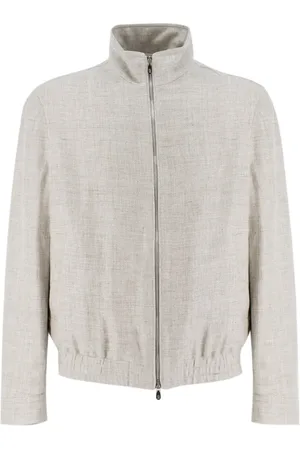 Brunello Cucinelli Light Jackets, male, , Size: L Shaded Linen Bomber Jacket