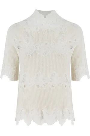 ERMANNO SCERVINO Turtlenecks, female, , Size: S Floral Lace High Neck Sweater