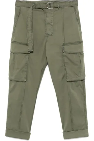 Balmain Slim-fit Trousers, male, , Size: XL Olive Belted Waist Pants