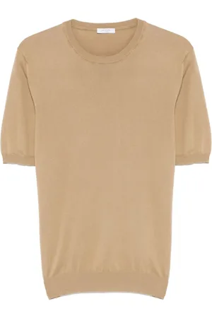 Boglioli T-Shirts, male, , Size: S Cotton T-shirt with Ribbed Details