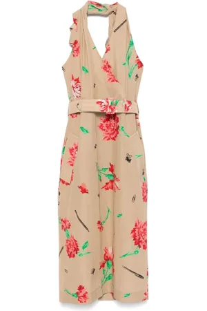 Moschino Midi Dresses, female, , Size: XS Beige Halterneck Belted Jumpsuit