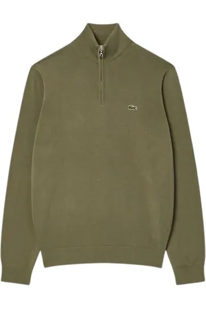 Lacoste Turtlenecks, male, , Size: S High-neck Zip-up Cotton Jersey Sweater