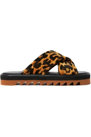 Stella McCartney Sliders, female, , Size: 7 US Leopard Print Open Toe Sandals