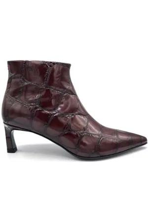 HALMANERA Heeled Boots, female, , Size: 7 US Crocodile Print Leather Ankle Boot
