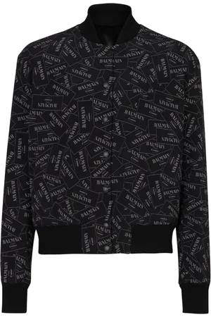 Balmain Bomber Jackets, male, , Size: XL Printed label bomber jacket