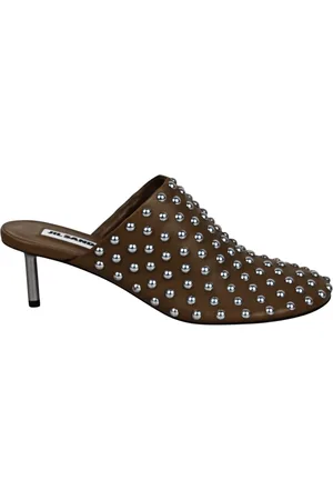 Jil Sander Heeled Mules, female, , Size: 6 US Stud-Embellished Metallic Mules
