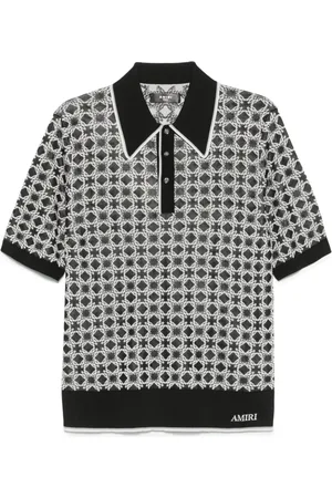 AMIRI Polo Shirts, male, , Size: M Jacquard Polo Shirt with Buttoned Lapel