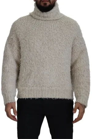 Dolce & Gabbana Turtlenecks, male, , Size: S Cream Wool Knit Turtleneck Pullover Sweater