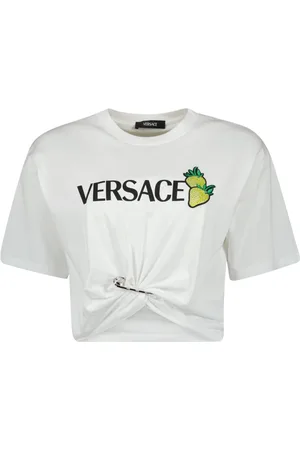 VERSACE T-Shirts, female, , Size: XS Strawberry Print Crop Top