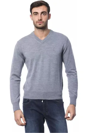 BILLIONAIRE V-neck Knitwear, male, , Size: 2XL Luxury Merino Wool Embroidered Sweater