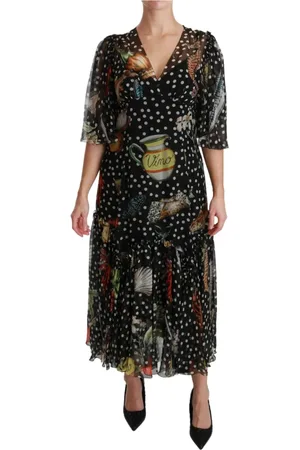 Dolce & Gabbana Maxi Dresses, female, , Size: S Elegant Silk Pleated A-Line Maxi Dress