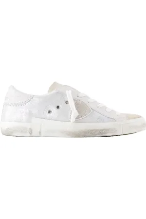 Philippe model Sneakers, female, , Size: 8 US Silver Low Top Sneakers - Leather