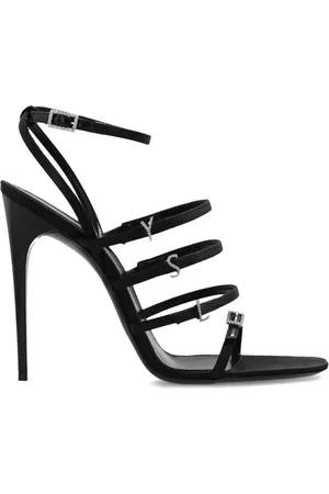 Saint Laurent High Heel Sandals, female, , Size: 6 US Crystal Embellished Satin Sandals