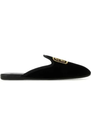 Miu Miu Mules, female, , Size: 6 1/2 US Embroidered Slip-On Mules Velvet Effect