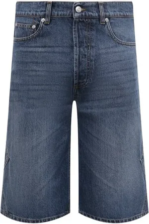 Alexander McQueen Denim Shorts, male, , Size: M Denim Shorts with Back Logo Patch