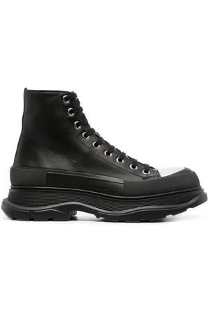 Alexander McQueen Lace-up Boots, male, , Size: 6 US Lace-Up Leather Boots