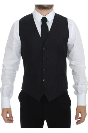 Dolce & Gabbana Suit Vests, male, , Size: XS Elegant Striped Wool-Silk Vest